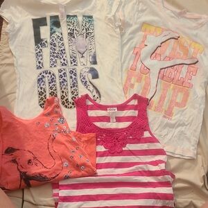 Justice Girls' Graphic and Striped Tees - White, Pink, Orange